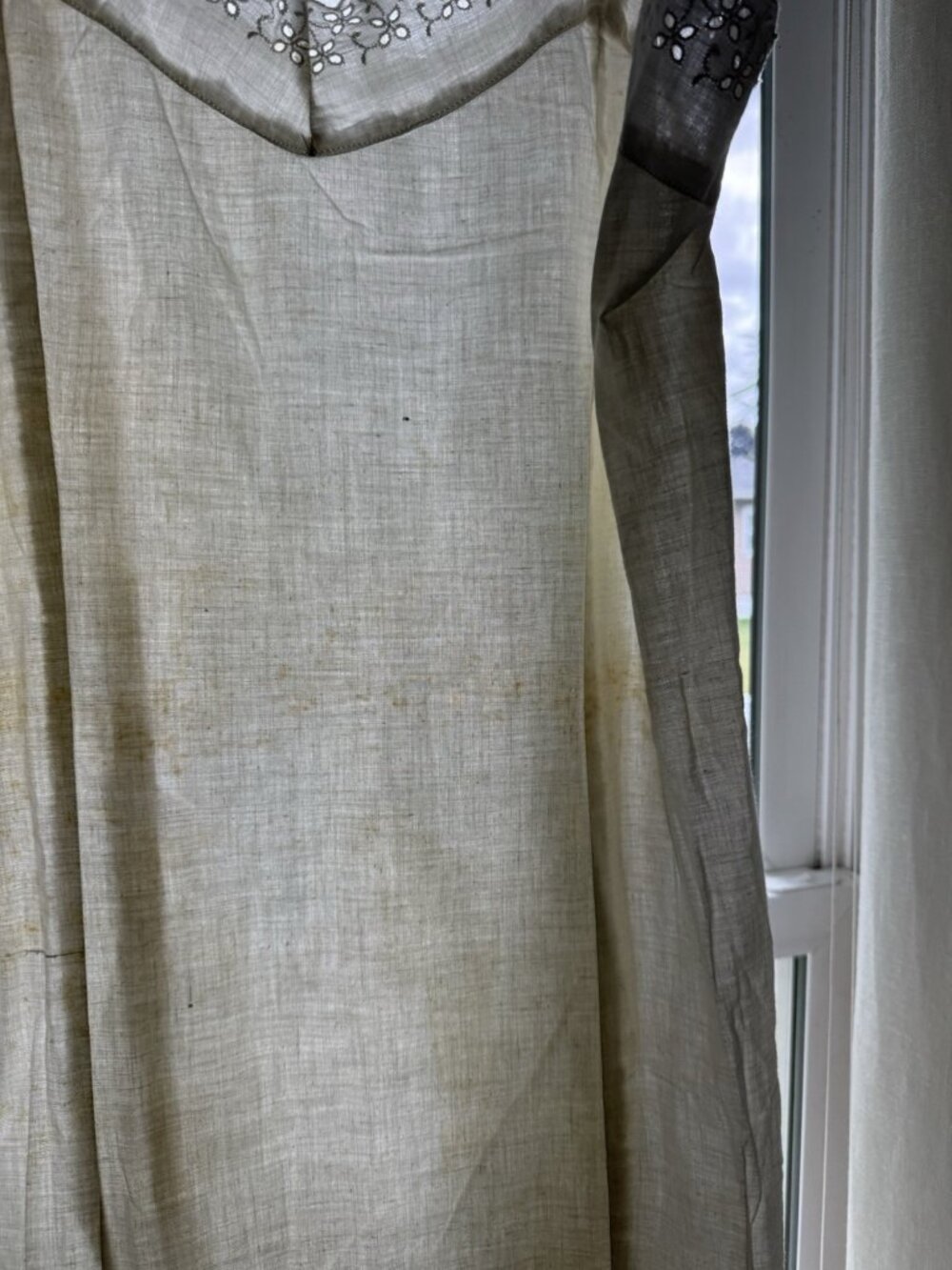 Vintage Antique Victorian White Cotton Tiered Eyelet Slip Dress Gown White - Picture 3 of 11